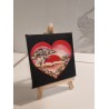 Tablou pictat manual 10x10cm - Inima fundal negru