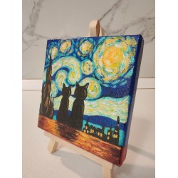 Tablou pictat manual 10x10cm - Pisici în Toscana
