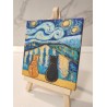 Tablou pictat manual 10x10cm - Pisici în Veneția