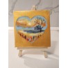 Tablou pictat manual 10x10cm - Inima fundal galben