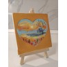 Tablou pictat manual 10x10cm - Inima fundal galben